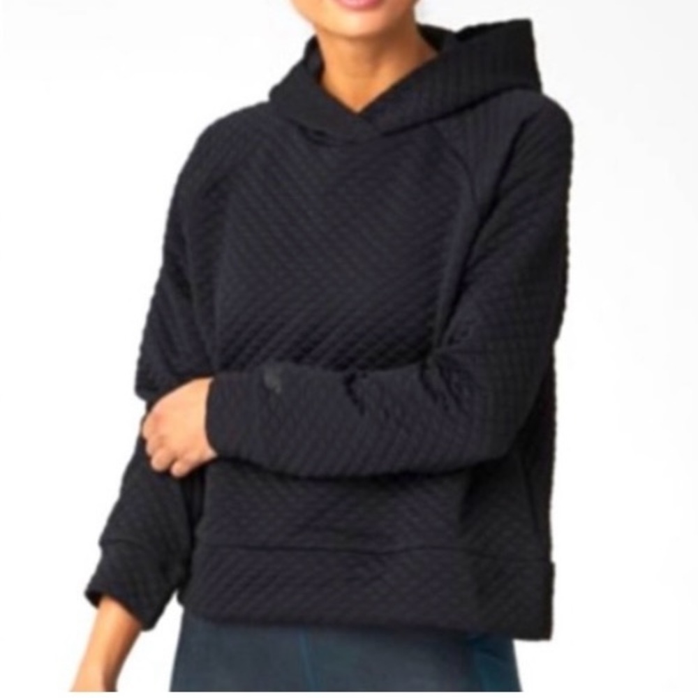 New Balance Womens Hoodie Black Heat‎ Loft Quilted Cropped Size Small